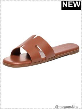 Women's Dressy Flat Sandals Comfortable Slip On Summer Leather Slides